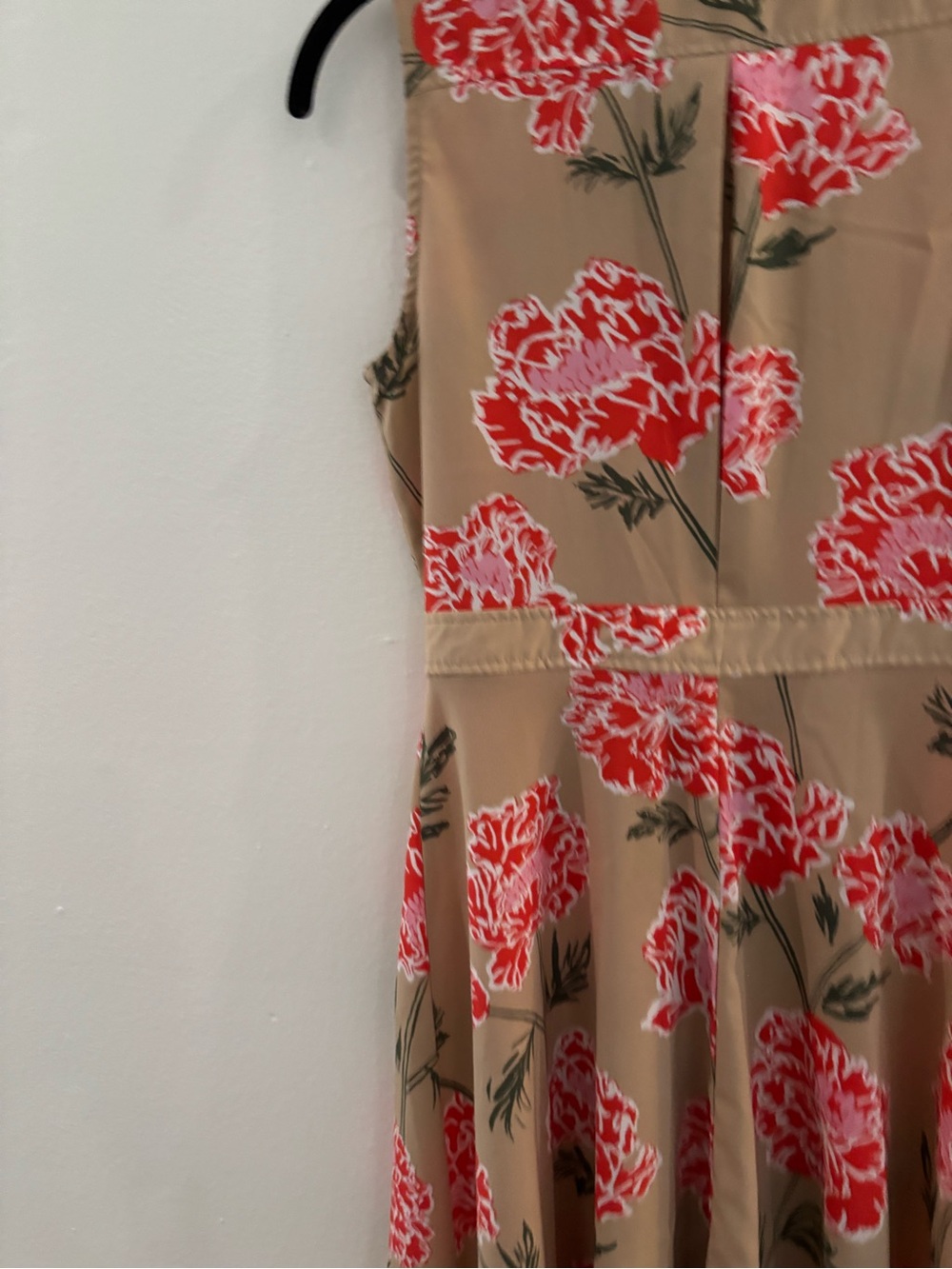 Banana Republic - Multicolor Tan Midi Shirt Dress with Red Floral Print - Picture 7 of 10